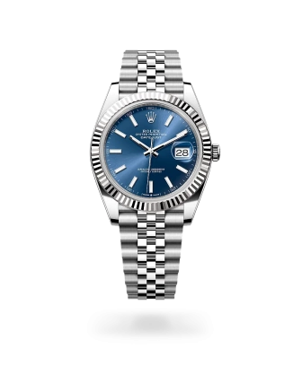 Rolex Datejust 41 in Oystersteel and white gold with a blue dial, fluted bezel, Jubilee bracelet - Gandelman