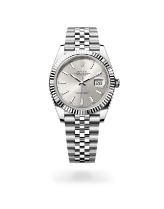 Rolex Datejust 41 in Oystersteel and white gold with a silver dial, fluted bezel, Jubilee bracelet - Gandelman