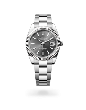 Rolex Datejust 41 in Oystersteel and white gold with a slate dial, fluted bezel, Oyster bracelet - Gandelman