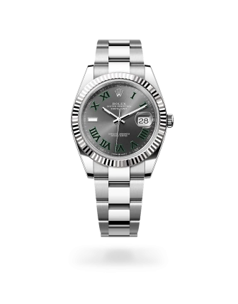 Rolex Datejust 41 in Oystersteel and white gold with a slate dial, fluted bezel, Oyster bracelet - Gandelman