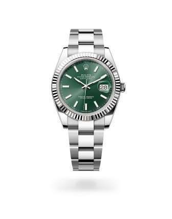 Rolex Datejust 41 in Oystersteel and white gold with a Mint green dial, and Oyster bracelet -  Gandelman