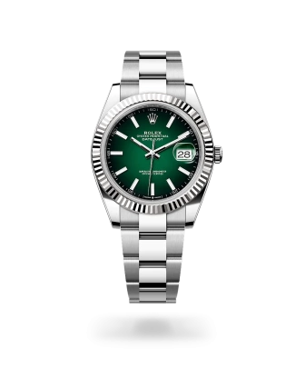 Rolex Datejust 41 in Oystersteel and white gold with a Green ombré dial, and Oyster bracelet -  Gandelman