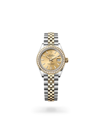 Rolex Lady-Datejust in Oystersteel, yellow gold and diamonds with a Champagne-colour dial, Diamond-set bezel, Jubilee bracelet - Gandelman