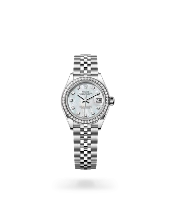 Rolex Lady-Datejust in Oystersteel, white gold and diamonds with a White mother-of-pearl set with diamonds dial, Diamond-set bezel, Jubilee bracelet - Gandelman