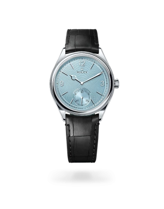 Rolex 1908 in platinum with an ice blue dial - Gandelman