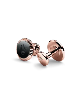 Rolex ‘Fluted’ cufflinks in Everose gold and ceramic , A1035 at Gandelman