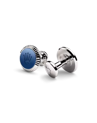 Rolex ‘Fluted’ cufflinks in white gold and ceramic , A1039 at Gandelman