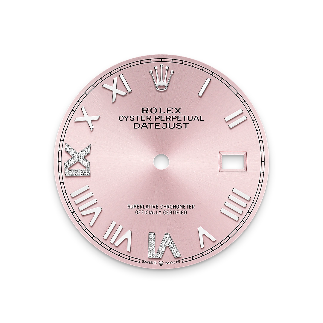 Rolex Datejust 36 in Oystersteel  and white gold with a Pink set with diamonds dial, fluted bezel, Jubilee bracelet, m126234-0065 - Gandelman