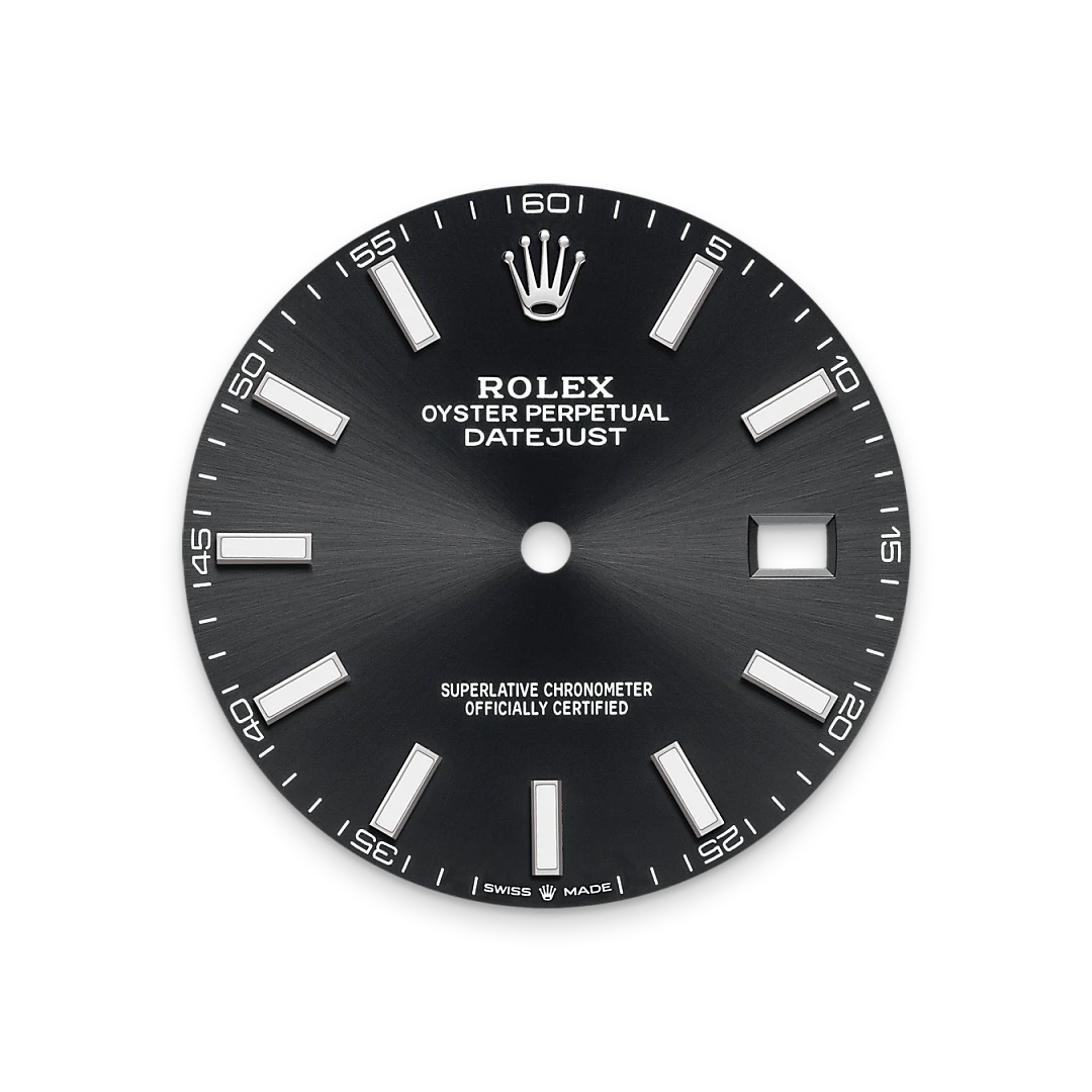 Rolex Datejust 41 in Oystersteel and white gold with a black dial, fluted bezel, Oyster bracelet, m126334-0017 - Gandelman