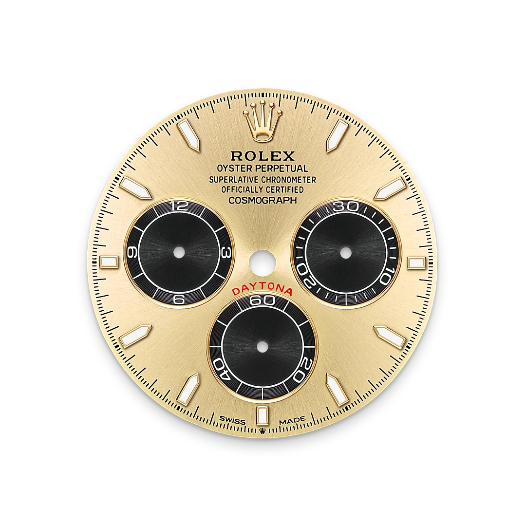 Rolex Cosmograph Daytona in yellow gold with a Bright black and Golden dial, Oysterflex bracelet, m126518ln-0012 - Gandelman