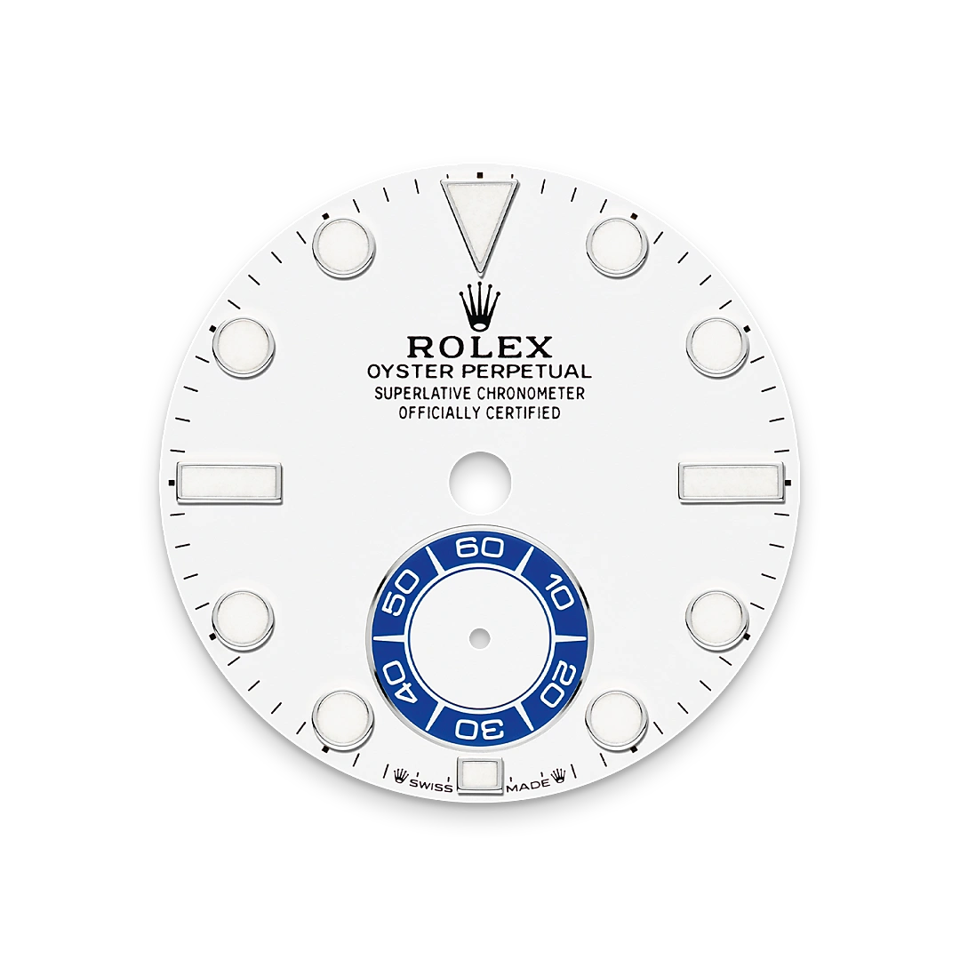 Rolex Yacht-Master II in Oystersteel with a White dial, blue Cerachrom insert in ceramic bezel, and Oyster bracelet, m126680-0001 - Gandelman Rolex Yacht-Master II in Oystersteel with a White dial, blue Cerachrom insert in ceramic bezel, and Oyster bracelet, m126680-0001 - Gandelman