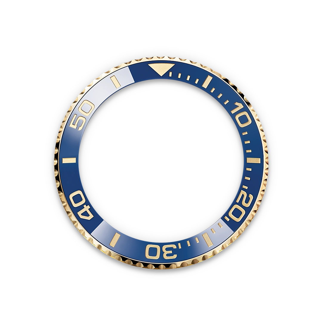 Rolex Yacht-Master II in yellow gold with a White dial, blue Cerachrom insert in ceramic bezel, and Oyster bracelet, m126688-0001 - Gandelman Rolex Yacht-Master II in yellow gold with a White dial, blue Cerachrom insert in ceramic bezel, and Oyster bracelet, m126688-0001 - Gandelman