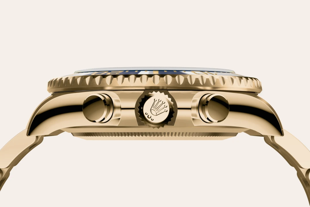 Rolex Yacht-Master II in yellow gold with a White dial, blue Cerachrom insert in ceramic bezel, and Oyster bracelet, m126688-0001 - Gandelman Rolex Yacht-Master II in yellow gold with a White dial, blue Cerachrom insert in ceramic bezel, and Oyster bracelet, m126688-0001 - Gandelman