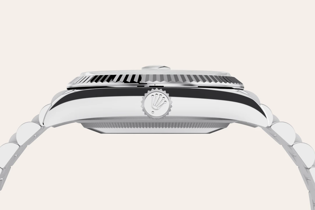 Rolex Day-Date 36 in platinum, Diamond-paved dial, fluted bezel, and President bracelet, m128236-0003 - Gandelman