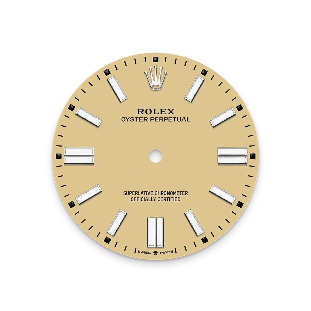 Rolex Oyster Perpetual 41 in Oystersteel with a Beige dial, domed  bezel, and Oyster bracelet, m134300-0007 - Gandelman