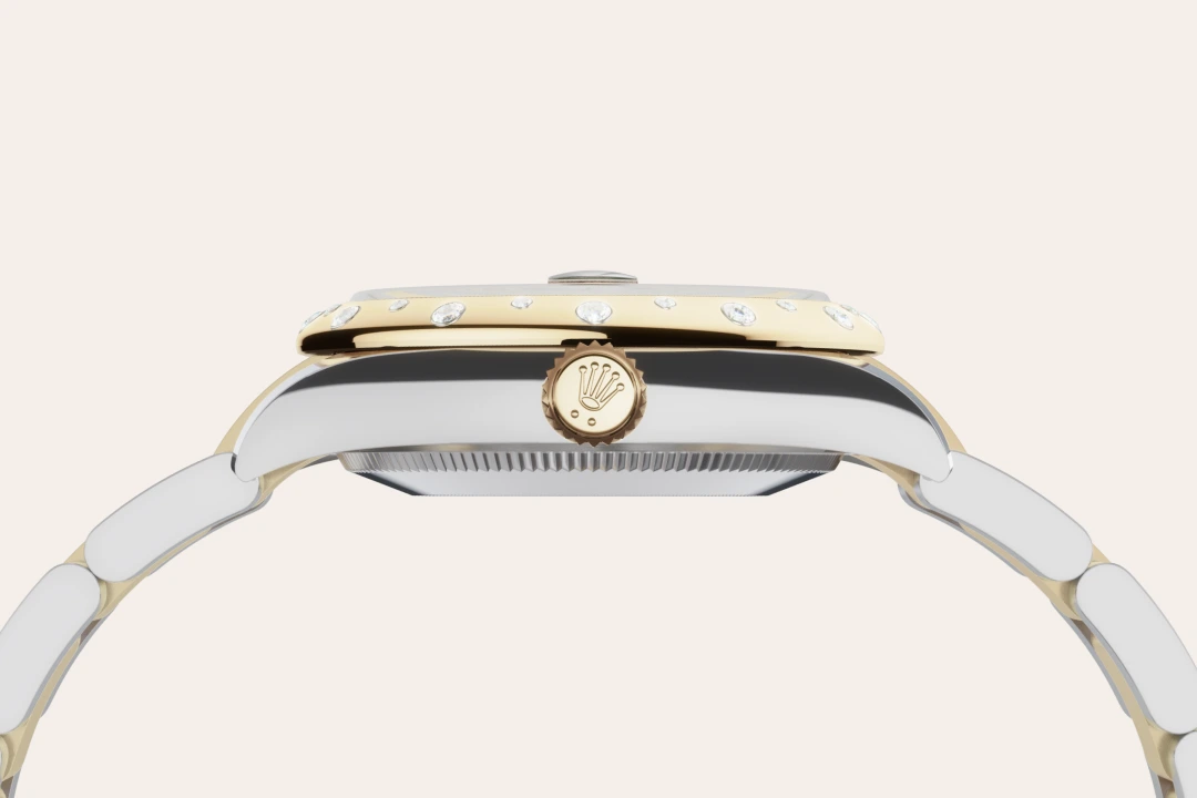Rolex Datejust 31 in Oystersteel, yellow gold and diamonds with an Olive green Domed, set with diamonds dial, and Oyster bracelet, m278343rbr-0015 - Gandelman